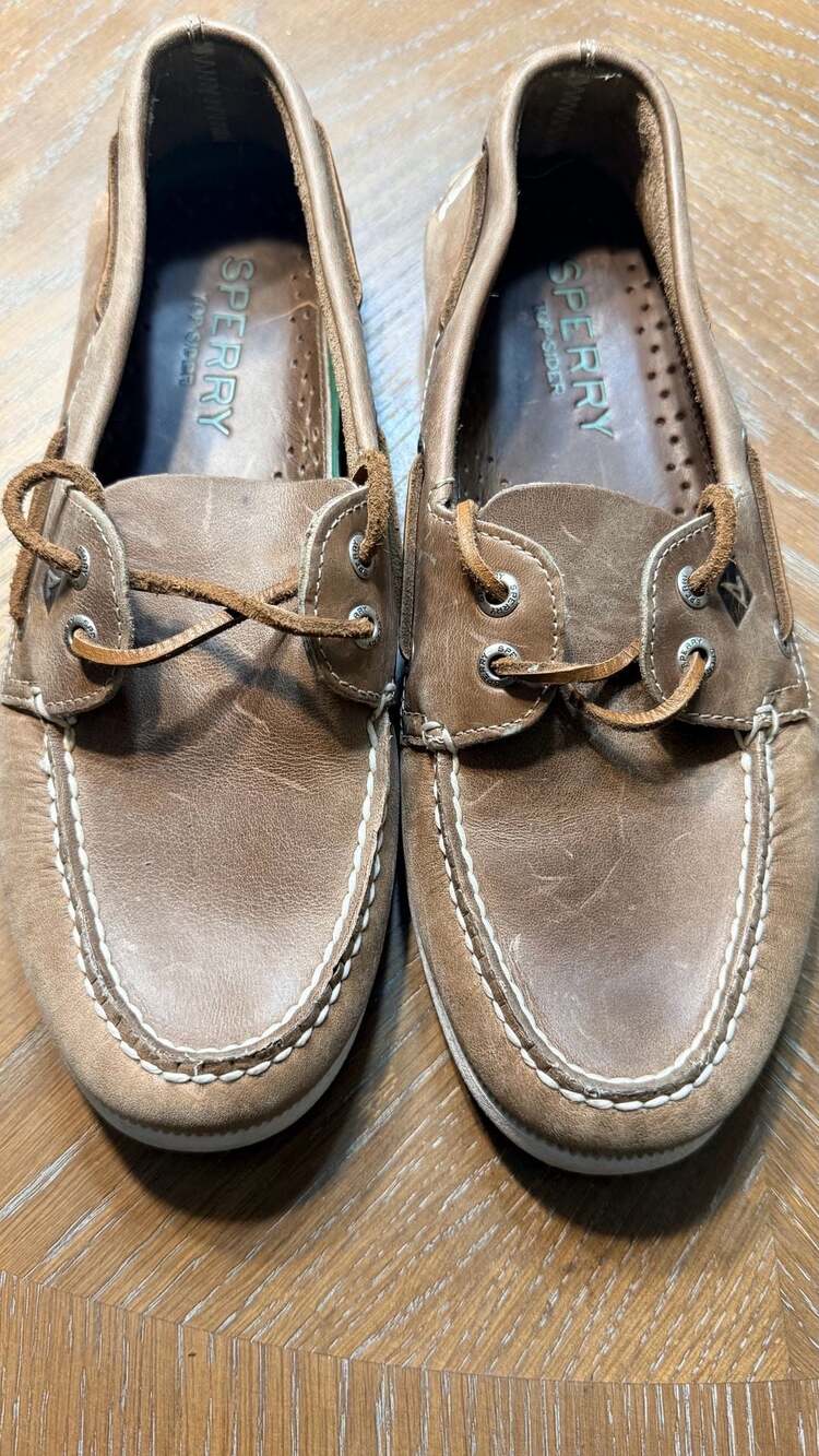 Sperry Top-Sider Men’s 9M Brown Leather Boat Shoes STS23932 Deck Moc Toe